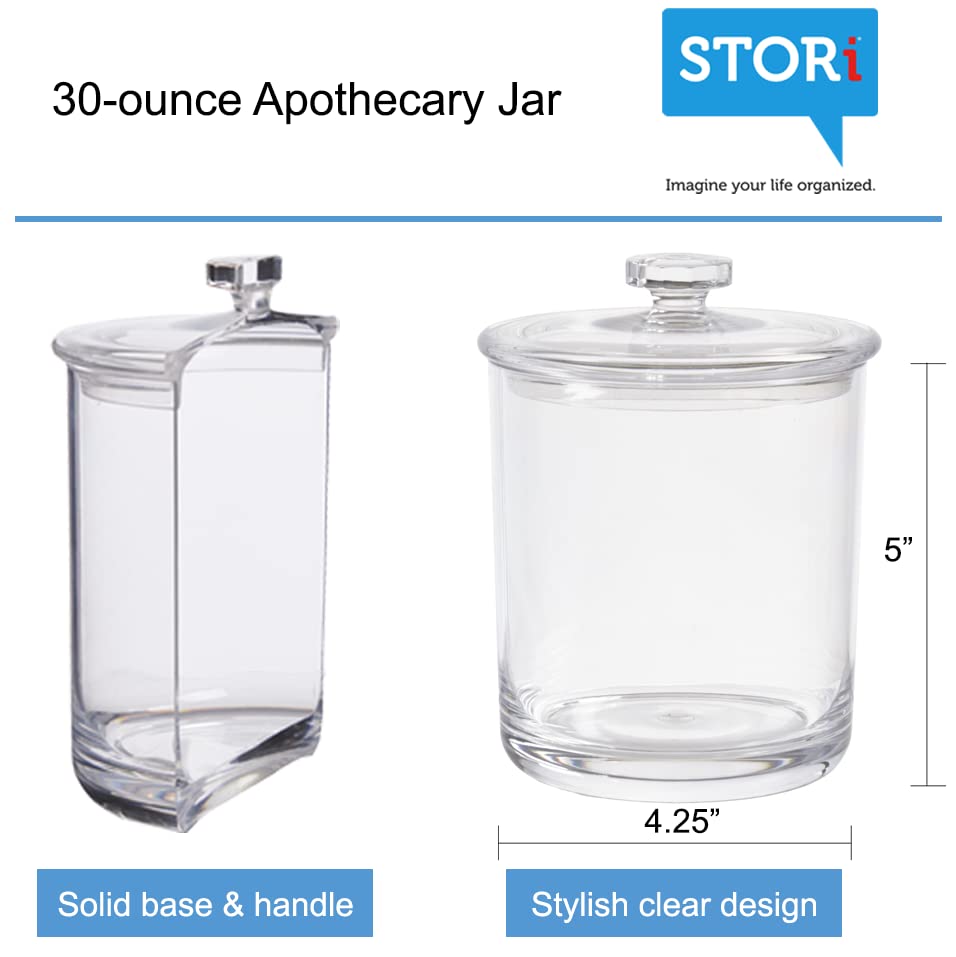 STORi Premium Quality Makeup and Cotton Ball Holders 30oz Clear