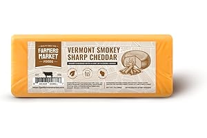 FARMERS' MARKET CHEESE Farmers Market, Gluten Free, Keto, Paleo, Low Sodium, Zero Sugar, Wisconsin Cheese Gift Sets, 1-Pack, Vermont Smokey Sharp Cheddar