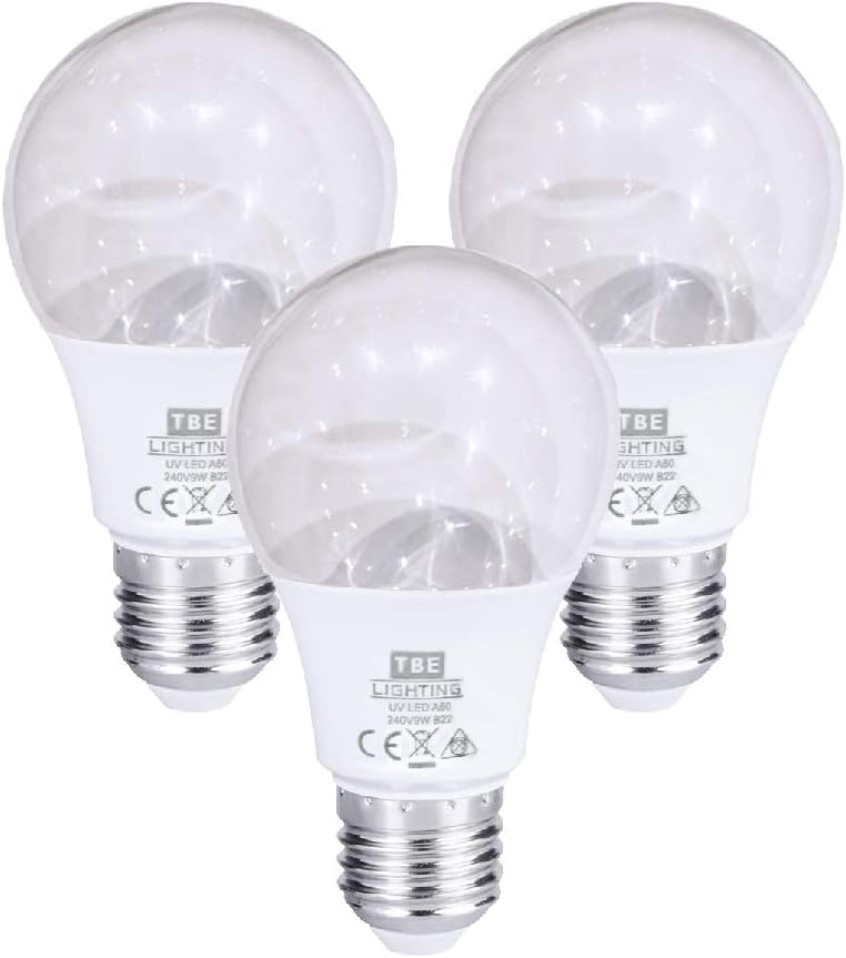 TBE LIGHTING UV LED Bulbs, 3 Pack, 9w Ultra Violet Black Light Bulbs, E27 Standard Screw Fitting, 395-400nm wavelength - Image 3