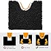 Vdomus 2-Piece Bathroom Rugs Set - Washable Bath Mat - Microfiber Restroom Rugs - U-Shaped & Rectangle - Soft, Absorbent, Non-Slip Bath Mats for Floor, Contour and Toilet - Machine Washable (Black)