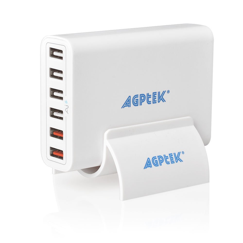 USB Quick Charger - 6 Port Fast Charger (2 x Quick Charge) - 60W USB Desktop Charger Station Wall Charger for iphone, ipad, sumsung, etc