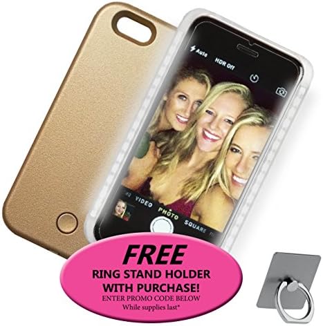 Lux Ambition LED Light-Up Smartphone Case For Selfies, Equipped With Dimming And Strobe Functions! Compatible With iPhone 6/6s - Gold