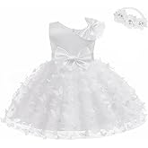 LZH Baby Girl Christmas Dress Bowknot Butterfly Tutu Dress Infant Toddler Flower Girls Birthday Dresses with Headband