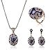 KAVANI Oval Jewelry Set Necklace Earring Ring Set Purple Gold Pattern with Crystal New Arrival
