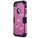 iPhone 7 Case, LONTECT Hybrid Heavy Duty Shockproof Diamond Studded Bling Rhinestone Case with Dual Layer [Hard PC+ Soft Silicone] Impact Protection for Apple iPhone 7 - Purple/Black