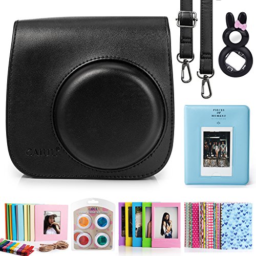 CAIUL 7 in 1 Instax Mini 8 8+ 9 Accessory Bundles Set (Black Mini 8 Case / Album / Lens / Filters / Film Frames / Hang Frames / Film Sticker)