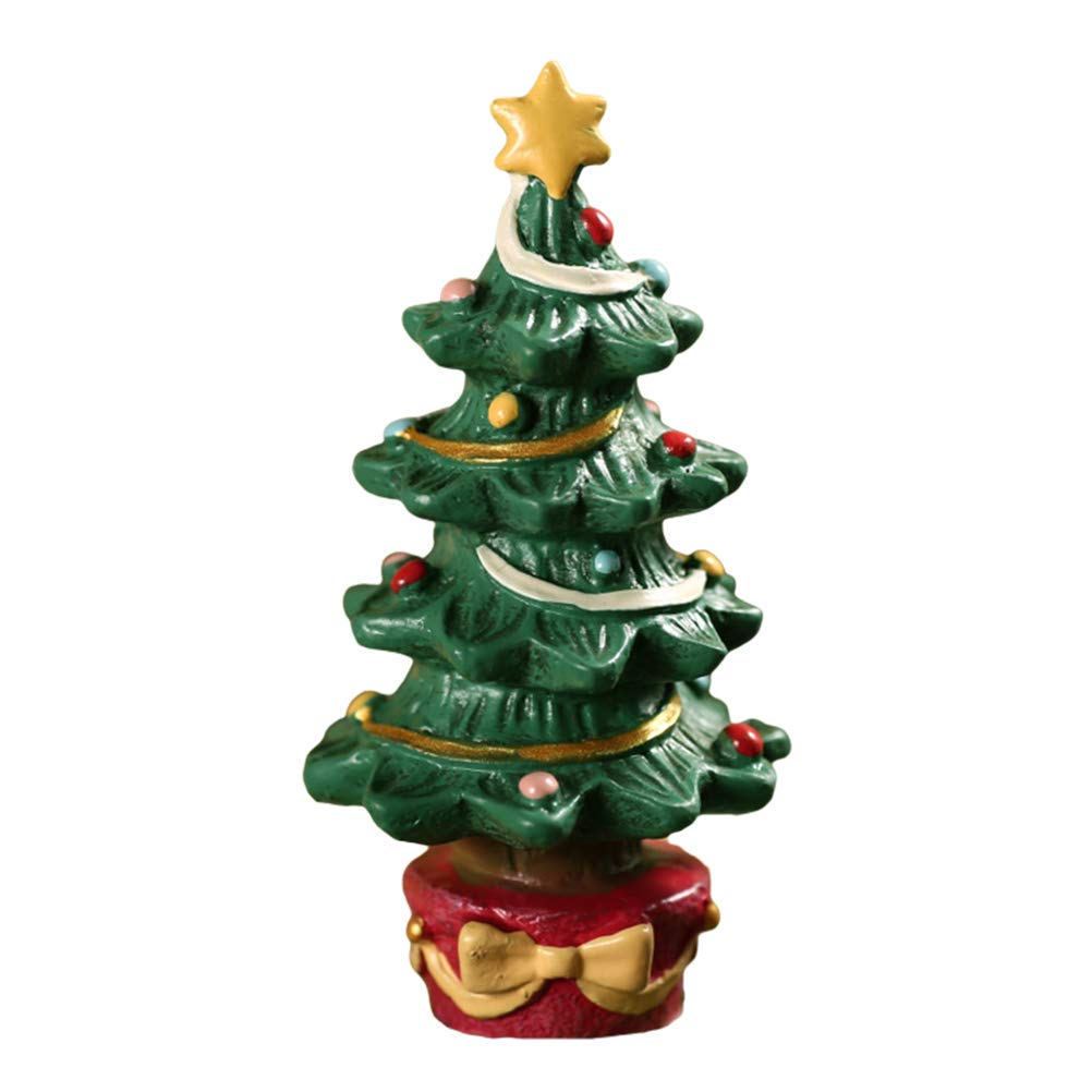 KENANLAN Christmas Aquarium Decoration Mini Fish Tank Aquarium Ornament Resin Christmas Tree Gift Box Ornament Christmas Landscaping Decor (A)