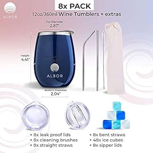 GuatemalaDigital.com: Albor Triple Insulated Wine Tumbler with Lid  Stainless Steel 12 Oz Tumbler Navy (8 Pack) (Color: Navy, Tamao: 12 Ounce  8 Pack) : Cocina - Tazas de Viaje