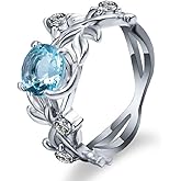 HUKQBUNX 925 Sterling Silver Fashion Zircon Hand Jewelry Princess Engagement Ring Sapphire Natural Aquamarine CZ Square Crystal Zircon Women's Precious Ring Size 6-10 (Size 10)