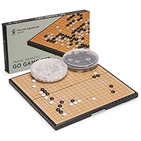 Yellow Mountain Imports Magnetic Go Game Set with Single Convex Magnetic Plastic Stones and Go Board, 11.3 x 11.2 Inches