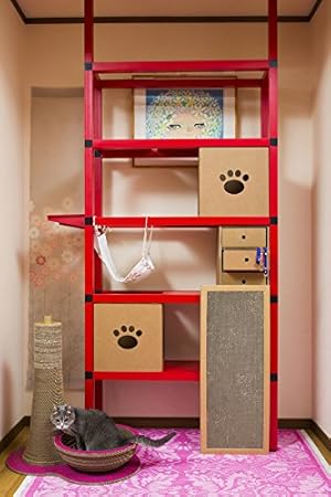 Amazon ニャンダフルシェルフ Mini カラー レッド Box色付き Nyanderfulshelf ニャンダフルシェルフ キャットタワー 通販