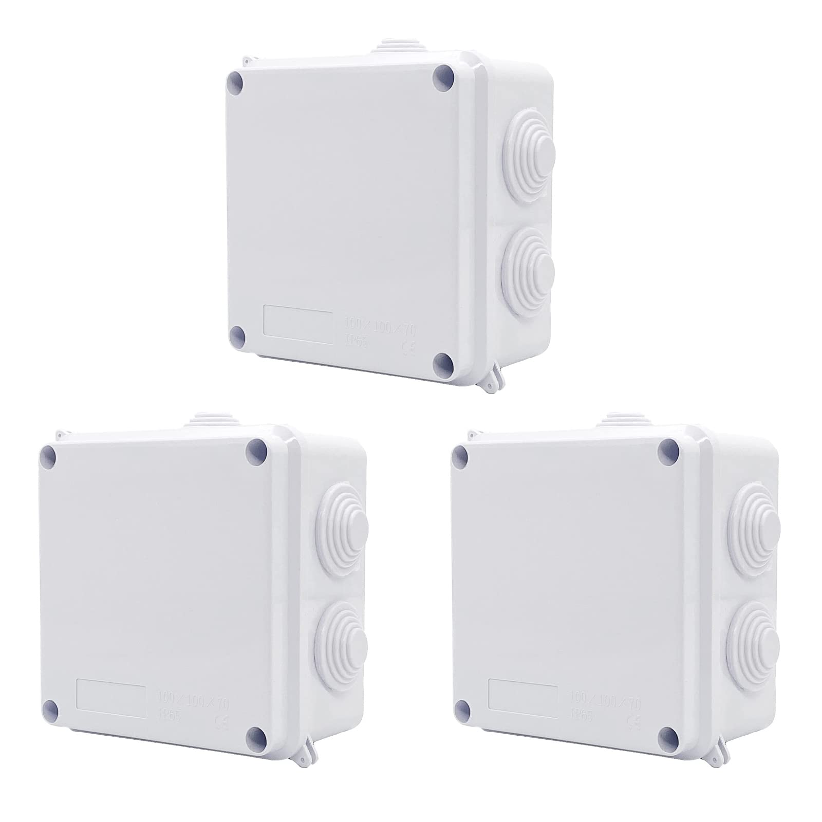 3PCS IP65 Waterproof Junction Box,100 * 100 * 70 mm Waterproof Project Box,ABS Cable Enclosure Junction Box for Cameras, Garden Lights, Home Solar Panels (3PCS 100x100x70 mm)