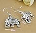 SUNSCSC Silver Plated Cute Carve Turquoise Pendant Elephant Necklace Ear Wire Hook Dangle Earrings Set (1 Pair Earrings)