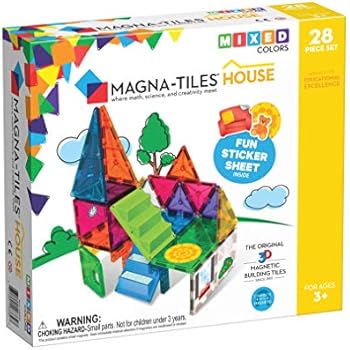 Magna Tiles House Set, The Original, Award-Winning Magnetic Building, Creativity & Educational, Stem Approved, Solid & Clear Colors