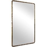 ANDY STAR Hand-Forged Gold Bathroom Mirrors for Wall, 24x36 Inch Vintage Solid Steel Metal Frame Bathroom Vanity Mirror, Anti