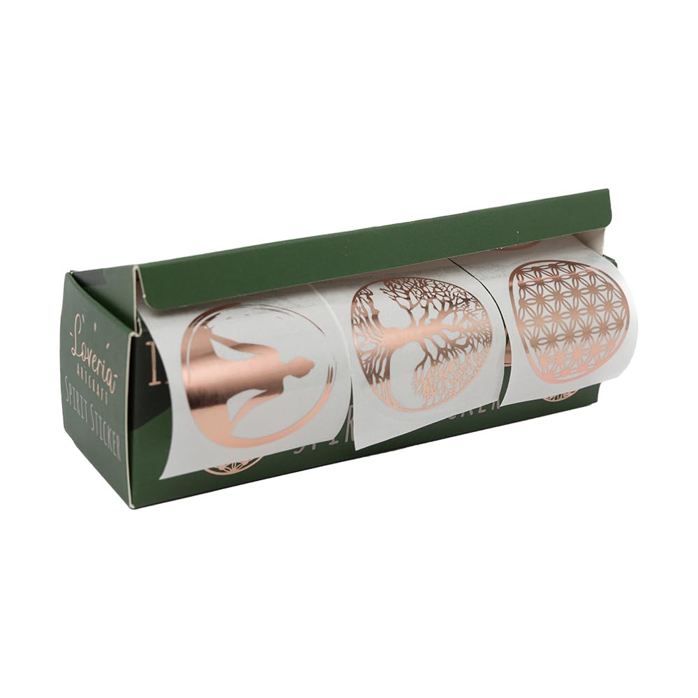 Loveria Yoga Stickers, Spirit - 150 Transparent Spirit Energy Stickers, Flower of Life, Tree of Life, Lotus Buddha, Pack of 50 Each Motif, Diameter Approx. 4.5 cm