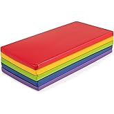 DORTALA 5 PCS Kids Rest Mats, 2-Inch Thick Rainbow Sponge Nap Mats w/PU Covers, Portable Toddler Sleeping Floor Mat, Napping 