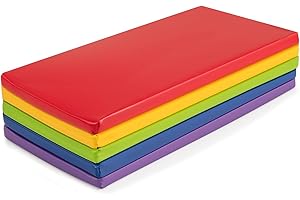 DORTALA 5 PCS Kids Rest Mats, 2-Inch Thick Rainbow Sponge Nap Mats w/PU Covers, Portable Toddler Sleeping Floor Mat, Napping 