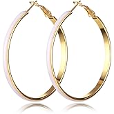 Multicolor Enamel Hoop Earrings Retro Bright Colorful Round Dangle Drop Earrings for Women Jewelry