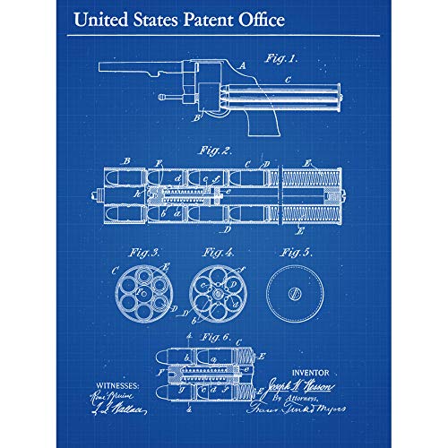 Artery8 Smith Wesson Revolver Gun Pistol 1917 Vintage Patent Art Print Canvas Premium Wall Decor Poster Mural