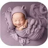 Vemonllas Newborn Baby Boy Girl Photography Props Set of 4 Pcs | Bow Wrap, Posing Aid, Hat &amp; Wrap for Newborn Photoshoot