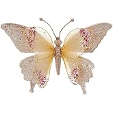Gold and Pink Lace Butterfly Clip-On Ornament