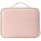 RIGHT AWAY Travel Toiletry Bag for Women,Large Makeup Bag& Cases,Waterproof Cosmetic Organizer Bag with Compartments,Portable Make Up Bag for Travel Size Toiletries,Skincare,Brushes Set,Pink