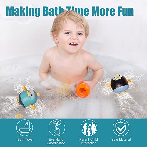 Bath Toys Storage with 2 Pack Cute Swimming Duck Baby Bath Toys for