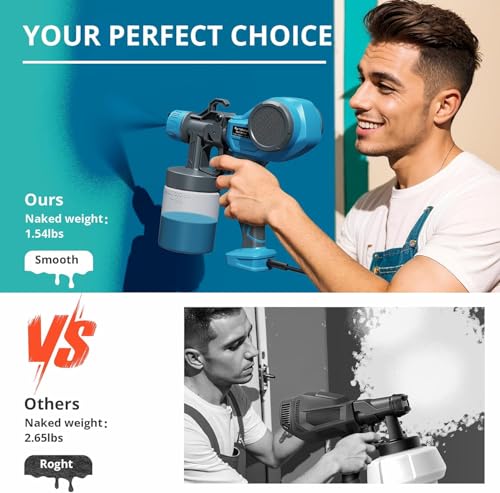 Tilswall Paint Sprayer Ideal for Beginners, Ultra Lightweight Spray Paint Gun Easy to Use and Clean, Multi-purpose Spray Gun with 4 Nozzles & 3 Patterns, Electric Paint Sprayer for Walls and Ceilings