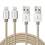 Aonsen Lightning Cable,2Pack 6FT Nylon Braided 8 Pin iPhone Cord,Charge and Sync for iPhone 6/6 Plus/6s/6s Plus/5/5c/5s,iPad 4 Mini Air(Gold)