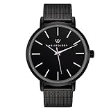 WRISTOLOGY Olivia Womens Lines Black Boyfriend Watch Metal Mesh Band
