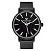 WRISTOLOGY Olivia Womens Black Lines Wrist Watch Metal Mesh Band