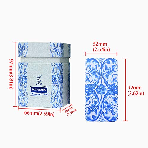 Mahjong Tile Intelligence Game Cards with Instruction, Mahjongg Playing Cards with Blue and White Porcelain Design - Thumbnail 2