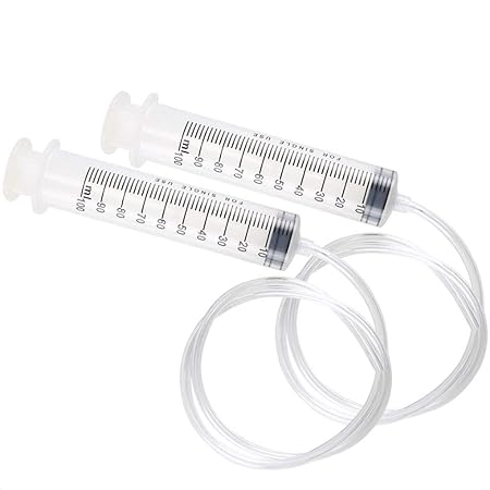 ManYee 100ml Spritze 2 Stück Kunststoff Spritze mit Schlauch 80cm Dosierspritze Saugpritze Ölspritze Plastikspritze zum Umfül