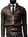 OCHENTA Men's Winter Slim Fit Stand Up Collar Faux Leather Jacket