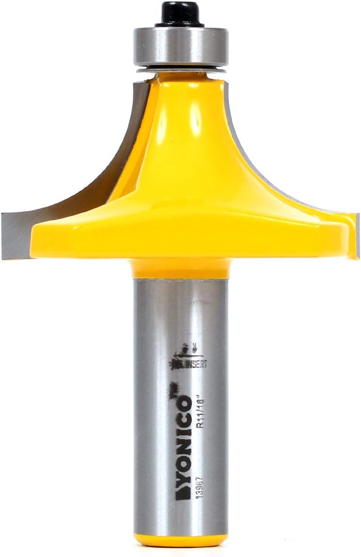 Yonico 13967 11/16-Inch Radius Round Over Edge Forming Router Bit 1/2-Inch Shank, Diâmetro: 1,27 cm, Comprimento: 2,7 cm