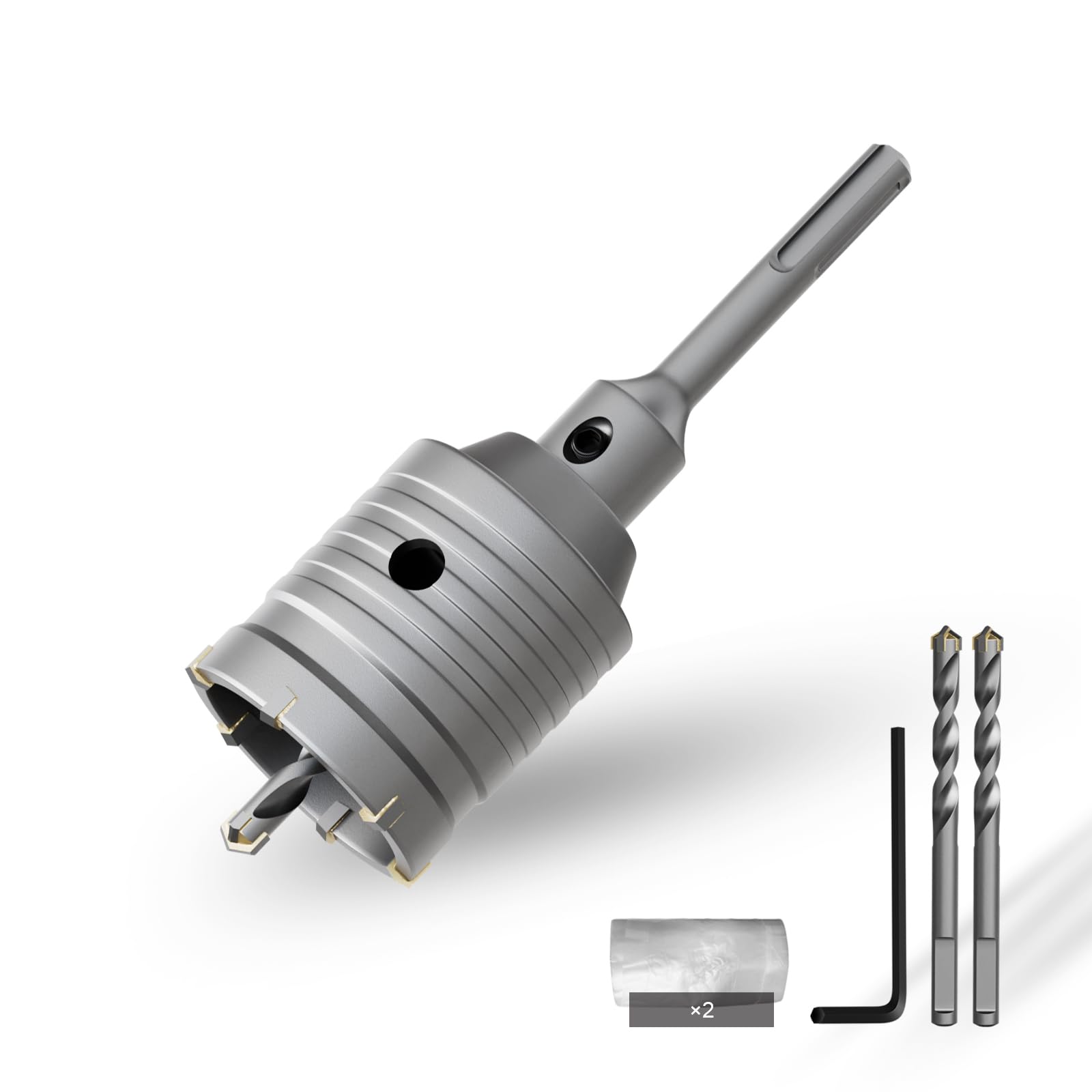CSOOM 55 mm Concrete Hole Saw with 110 mm SDS-Plus Extension, Carbide Tip, 2 x Pilot Drills, 2 x Dust Bags — image 1