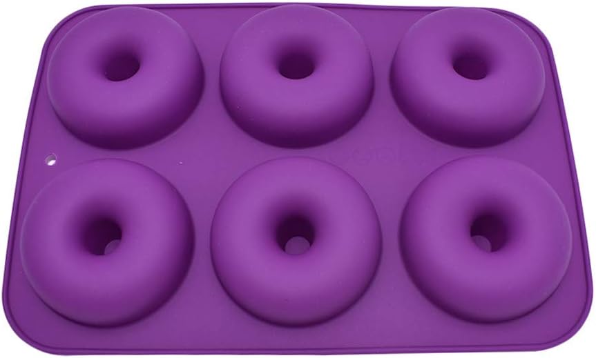 Winkey 6-Cavity Silicone Donut Baking Pan Non-Stick Mold Dishwasher Decoration Tools (Deep Purple)