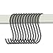 RuiLing Antistatic Coating Steel Hanging Hooks, Black, S-Shape, Pack of 15