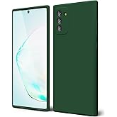 oakxco Designed for Samsung Galaxy Note 10 Phone Case Liquid Silicone, Cute Thin Slim Soft Rubber TPU Plain Smooth Gel Cover for Women Girl, Matte Solid Protective & Shockproof, Dark Forest Green
