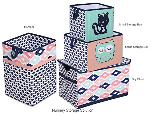 Bacati Emma Aztec 3 Piece Cotton Percale Toddler Sheet Set, Coral/Mint/Navy