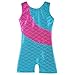 Colorful Ribbons Rainbow Mermaid Leotard Gymnastics Biketard for Little Girl, Blue/Pink, 120(5-6Y)