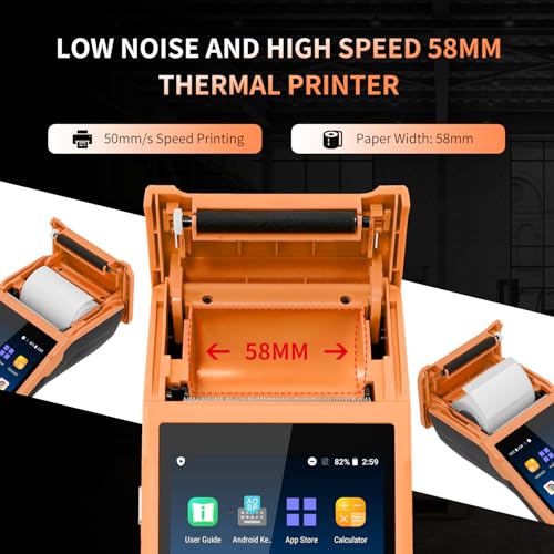 NETUM Handheld PDA Android 11.0 POS Terminal with Receipt Printer (P58-03) | Portable Barcode Scanner & Data Collector, Bluetooth USB WiFi BT4.0, Includes 58mm x 35mm Paper Scroll