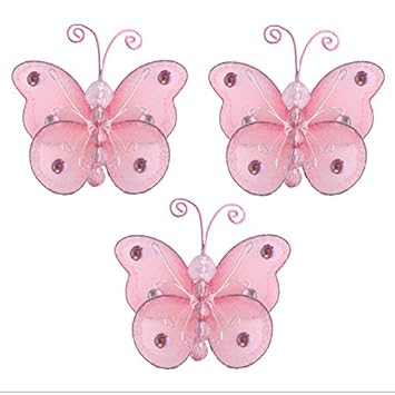 Amazon Com Butterfly Decor 3 Pink Mini X Small Wire Hanging