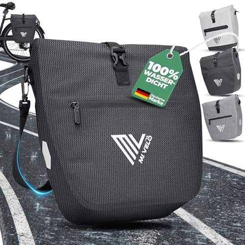 MIVELO 2in1 Fahrradtasche für Gepäckträger - Gepäckträgertasche wasserdicht - Inkl. gepolstertem Laptopfach & Schultergurt - Tasche für Fahrrad I Pack
