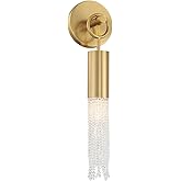Savoy House 9-1364-1-322 Chelsea Modern Vintage Clear Crystal Beads Wall Sconce, 1-Light 60 Watt, 19" H x 5" W, Warm Brass