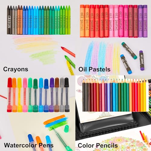 KINSPORY 290 Pieces Children's Painting Case, Drawing Games, Children's Paints, Drawing Pencils, Easel Painting