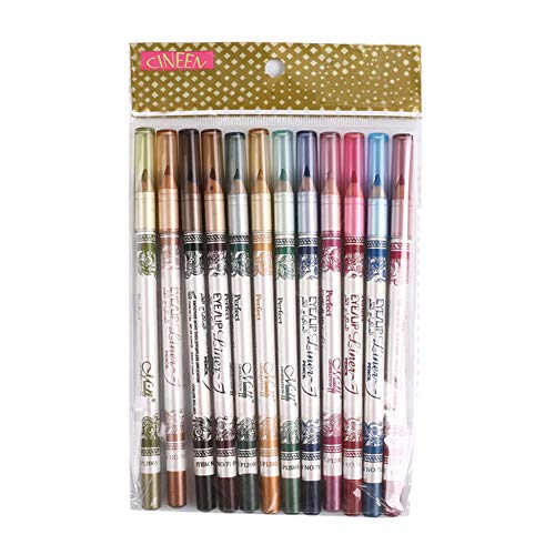 CINEEN 12 Colours Long Lenght Eye Liner Lip Liner Pencil Waterproof Eyebrow Cosmetic Pen Coloring Set Makeup Kit