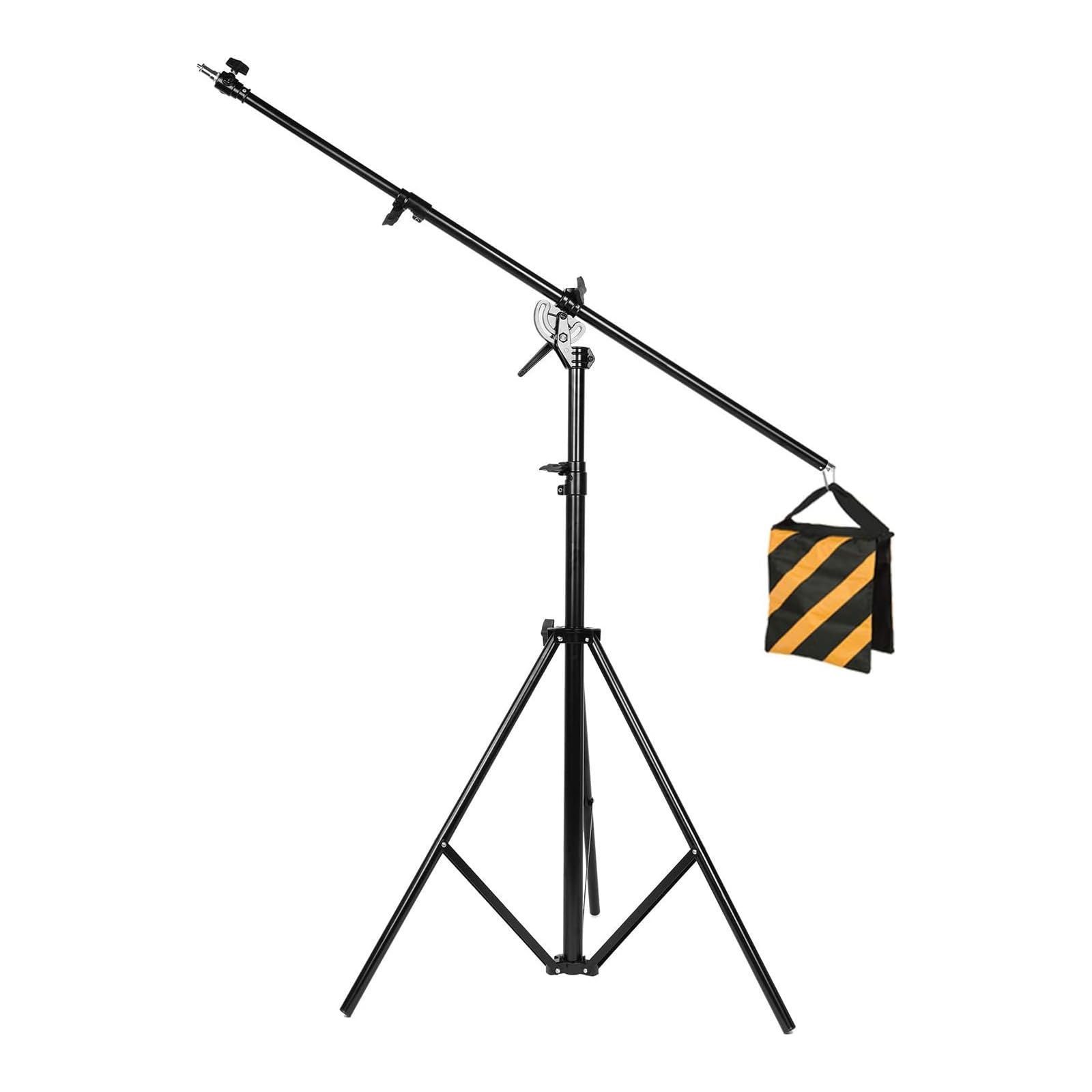 CONXTRUE Max 13.2ft/400cm Two Way Adjustable Photo Studio Light Stand with 6.2ft/190cm Boom Arm and Sandbag, Aluminum Alloy Rotable Tripod for Studio Outdoor Photography Portrait Video