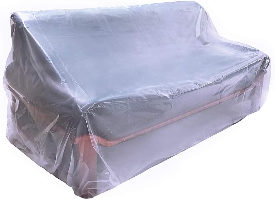 HGmart Plastic Loveseat Couch Cover 5.5 Mil Extra Thick Furniture Cover Pet Dog Cat Protector Furniture Bag Waterproof Dust-Proof for Moving Protection and Long Term Storage (Loveseat)
